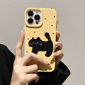 TEMU 아이폰 15/15플러스/15프로/15프로맥스, 아이폰 14/14플러스/14프로/14프로맥스, 아이폰 13/13프로/13프로맥스, 아이폰 12/12프로/12프로맥스, 아이폰 11/11프로/11프로맥스, 아이폰 7/8플러스, 아이폰 Xr/Xs맥스에 사용할 수 있는 만화 캐릭터 물방울 무늬 검은 고양이 휴대폰 케이스입니다.