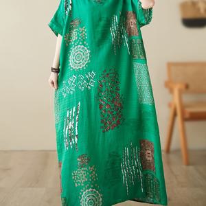 TEMU 플러스 사이즈 올오버 프린트 V넥 박쥐소매 루즈핏 맥시 커버업 카프탄 드레스, 여성 수영복 및 의류