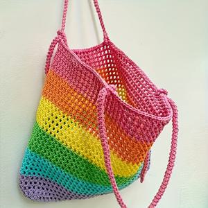 TEMU LMH 초보인 코바늘 뜨개질 재료 키트 단품 - 귀여운 수제 직조 가방 키트, 성인 코바늘 뜨개질 학습에 적합합니다. 실, 종이 설명서, 영어 비디오 튜토리얼이 포함되어 있어 매니아에게 이상적인 선택입니다.