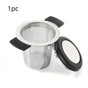 TEMU 실리콘 손잡이가 달린 스테인리스 스틸 티 스트레이너 - 사무실, 캠핑, 식사를 위한 초극세 메쉬 루즈 리프 티 인퓨저 - 식기 세척기 안전, 내열성, 컵 걸이 디자인