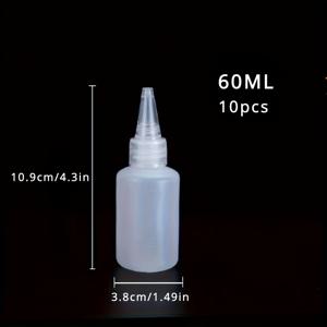 TEMU 10개입 소형 스퀴즈 병 (계량 표시 포함) | 액체용 누출 방지 플라스틱 필통, 미니 빈 접착제 병 (페인트 공예용)|필통