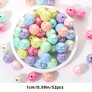TEMU 202/102/52개 6/8/10mm 마카롱 컬러 라운드 아크릴 비즈, 주얼리 만들기용 패션 장식 공예 비즈, DIY 수제 비즈 액세서리, 발렌타인데이 선물 만들기