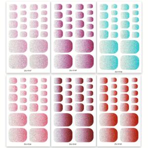 TEMU 6장 세트 132 손가락 전체 커버 발톱 스티커, 스타일리시하고 미니멀한 디자인의 단색 그라데이션 글리터 스타일, 빠르고 쉽게 네일 아트 완성 가능, 자체 접착식 네일 스티커, 여성용