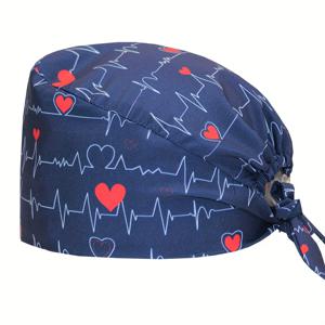 TEMU 1개 탄성 전기 심장 전도도 프린트 수술 모자 | 편안하고 가벼우며 탄성 소재로 사계절에 적합, 세탁기 사용 가능