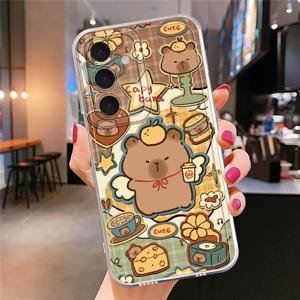 TEMU 사만드 갤럭시 A13 A14 A15 A16 A21S A22 A23 A24 A25 A31 A32 A33 A34 A35 A50 A51 A52 A53 A54 A55 A71 A72 A73용 귀여운 카피바라 폰 케이스, 투명 TPU 커버