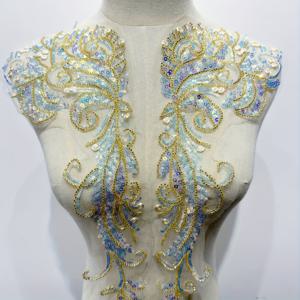 TEMU 신상 스팽글 자수 패치 한 쌍, 칼라용, 레이스 자수 및 비드 튜브 특징, 드레스, 웨딩 가운 및 공연 의상에 적합