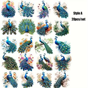 TEMU 20pcs 화려한 백조 & 꽃 스티커 세트 - 만화 동물 테마, 자수 종이 스티커, 자체 접착 및 방수, 매트 핏, 비정형 모양으로 DIY 스크랩북, 일기장, 나무 표면 장식에 적합, PVC 소재, 스티커, 방 장식에 완벽