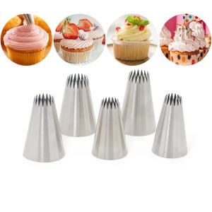 TEMU 5pcs 대형 스테인레스 스틸 파이핑 팁 - 케이크 장식용 노스팀 프리징 백 노즐 세트, 아이싱 및 더 많은 것을 위한 완벽한 아이싱, 휴일 및 특별한 기념일을 위한 이상적인 케이크 장식 용품