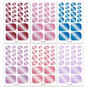 TEMU 6개 세트 132 손가락 전체 커버 네일 스티커, 스타일과 솔리드 컬러 그라데이션 글리터 네일 아트로 빠르고 쉽게 완성 가능한 셀프 접착식 네일 스티커, 여성용