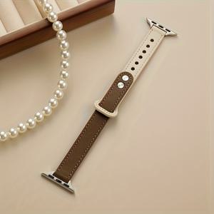 TEMU 1개, 여성용 우아한 투톤 스트랩, iWatch 시리즈 1/2/3/4/5/6/7/8/9/10/Ultra 호환, 38mm, 40mm, 41mm, 42mm, 44mm, 49mm 사이즈, 내구성과 스타일리시 디자인, 애플워치 액세서리|스마트워치