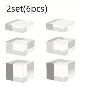 TEMU 아크릴 디스플레이 스탠드, 3/6 그라데이션 사이즈 아크릴 블록 기둥, 수집품 전시용, 클리어 아크릴 큐브 베이스, 주얼리 유리, 보석 및 수집품에 적합, 1/2 세트