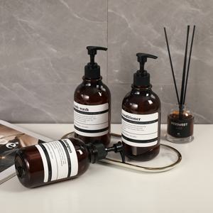 TEMU 3pcs 우아한 블랙 앤 화이트 플라스틱 욕실 디스펜서 세트 - 샴푸, 컨디셔너, 바디 로션, 바닥에 서서, 전기 없이, 쉽게 식별할 수 있는 라벨이 달려 있습니다, 욕실용