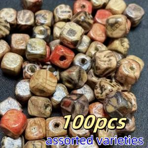 TEMU 100개 나무 비즈로 DIY 보석 만들기, 팔찌, 목걸이, 신발 장식 및 가방 장식에 적합한 사각형 느슨한 비즈 - 공예, 선물, 집 장식에 이상적