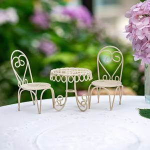 TEMU 3개 빈티지 스타일 미니어처 가구 모델, 창의적인 요정 정원 장식 및 조경 액세서리.