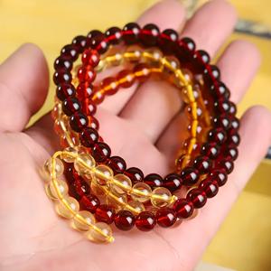 TEMU 호박 그라데이션 무지개 호박 108 구슬 팔찌 펜던트 랜야드 체인 비즈 팔찌 남녀공용