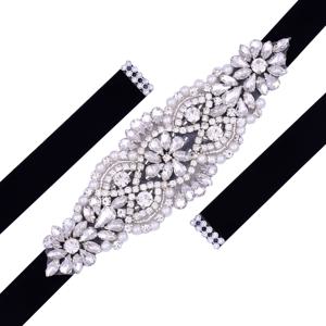 TEMU 라인스톤 장식으로 고급스럽고 다재다능한 신부 벨트. 웨딩 드레스 및 정장에 완벽하며, 정교한 손바느질 디테일이 특징입니다.
