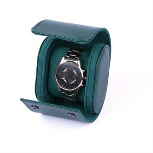 TEMU 휴대용 방진 여행 케이스 (원통형 인조 가죽 시계용), 기계식 시계 보호 디자인, 선물 상자 포장.