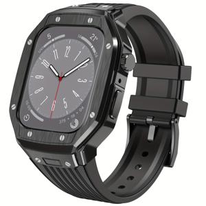 TEMU TPU 애플워치 밴드 45mm/44mm, 아이워치 시리즈 9/8/7/6/5/4 호환, 남성 스타일, 세련되고 멋진 디자인, 커버 포함, 45mm 및 44mm 애플워치 액세서리