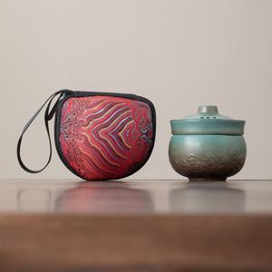 TEMU 1세트 미니 수제 세라믹 티포트, 야외 캠핑용 휴대용 공부 커피/차 세트, 홈 오피스 비즈니스용 귀여운 창의적인 선물, 보관 가방 포함