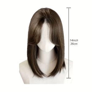 TEMU 숏 밥 가발 중앙 가르마 앞머리 블랙 헤어 가발 여성용 데일리 코스프레 파티 가발