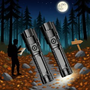 TEMU 2개 세트 고광 LED 전술 손전등, 3단계 밝기 조절 + 줌 기능, 내장형 18650 리튬 배터리 충전식, 휴대용 캠핑 하이킹 비상등, 컴팩트 디자인 견고한 구조