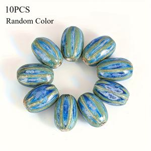 TEMU 10개입 20mm 화염 유약 세라믹 비즈 오벌 호박형 DIY 핸드메이드 도자기 루즈 비즈 귀걸이 목걸이 팔찌 액세서리 제작용