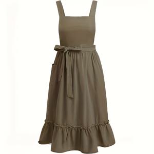 TEMU 1개 1개 빈티지 유럽 플로리스트 앞치마 - 솔리드 컬러 러플 밑단 주방 베이킹 앞치마, 홈웨어, 웨딩 및 플로리스트 이벤트용 - 나일론 충전재, 우아한 플로리스트 디자인 (전통적인 역할 또는 예술적)