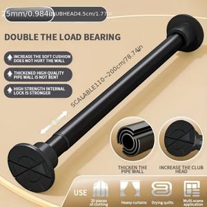 TEMU 1개 FEPK 조절 가능한 무드릴 텐션 스프링 장착 텔레스코핑 폴 - 중량용 금속 샤워 커튼 봉, 블라인드, 커튼 폴, 욕실, 옷장용 - 설치 간편, 드릴링 불필요|커튼봉|샤워커튼