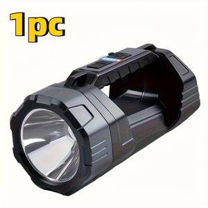 TEMU 1개 500 루멘 USB 충전식 LED 손전등 (COB 작업등 & 보조 배터리 포함) - 캠핑, 하이킹, 낚시, 비상용 휴대용 랜턴 - 6가지 모드 작동, 빔 조절 가능, 내구성 좋은 디자인, 캠핑 장비, 세련된 디자인, 고품질 조명, LED조명