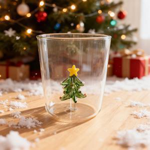 TEMU 우아한 크리스마스 트리 유리컵 | 창의적인 투명 유리 음료 용기, 냉동고 사용 가능, 다양한 기념일에 재사용 가능