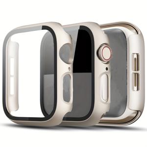 TEMU 2개/6개 세트 애플워치 SE 3/SE 2/SE/6/5/4 보호 케이스, 스크린 보호 필름 포함, 40mm 사이즈, 내장형 하드 쉘, 스크래치 방지 강화 유리 스크린 보호 필름, 40mm 애플워치 호환, 스타일*2