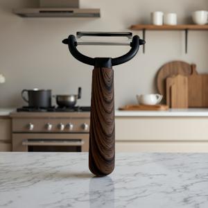 TEMU 다용도 채소 & 과일 필러, 날카로운 스테인리스 스틸 블레이드 & 레트로 월넛 컬러 - 감자, 사과, 당근 껍질 벗기기에 적합한 인체공학적 손잡이 - 식기세척기 안전 필러, 가정용 요리 도구로 이상적 (선물용)