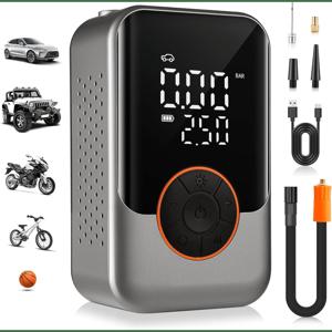 TEMU 휴대용 타이어 공기 주입기, 150 PSI 무선 자동차 타이어 공기 펌프, LED 조명 미니 자전거 펌프, 디지털 디스플레이 자동차, , 자전거, 공용 펌프|자전거