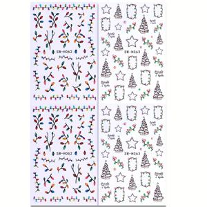 TEMU 4개입 야광 네일 스티커 - 무료 루미너스 크리스마스 조명 & 스타 팁, 셀프 라이트 매니큐어/파티용 야광, 여성용 광택 PVC 네일 아트 데칼 (램프 불필요)