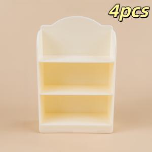 TEMU 4pcs 미니 책장, 책상, 전시장 등에 특화된 다층 구조 | 홈 데코 애호가에게 매우 적합한 심플 스타일 책장 디자인, 미니 가구의 모델로 여겨짐, 디스플레이 캐비닛 보관함,책상 액세서리 정리함,계단식 책상 선반,쌓을 수 있는 책장, 가구,컴팩트한 형태,내구성 있는 플라스틱 제작,미니어처