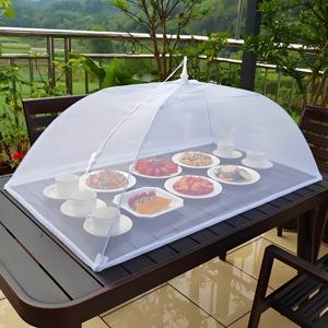 TEMU 접이식 화이트 메쉬 음식 커버 텐트 - 내구성 강한 벌레 및 파리 방지 보호, 휴대용 야외 음식 캐노피 쉴드, 피크닉, 바베큐, 파티, 야외 식사용 쉬운 세척 메쉬 - 표준 피크닉 테이블 및 그릴 호환