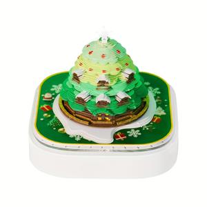 TEMU 3D 종이 컷 크리스마스 트리 하우스 데스크탑 장식 - 캘린더와 메모지 포함 창의적인 문화 선물