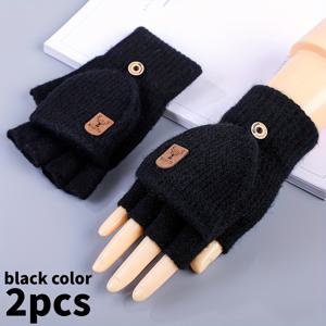 TEMU 남녀공용 반장갑 - 타이핑/필기용 부드러운 핑거리스 미튼 디자인, 방풍 보온 실내/외용, 손가락 분리 가능 (추운 날씨에 부피 없음) - 크리스마스/ 선물, 사이클리스트 및 일상용