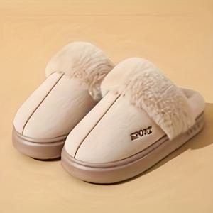TEMU 여성용 겨울 플러시 기모 안감 슬립온 슬리퍼 - 두꺼운 따뜻한 실내 하우스 슈즈, 아치 지지 및 쿠션 깔창, 부드러운 원단 갑피 & EVA 밑창