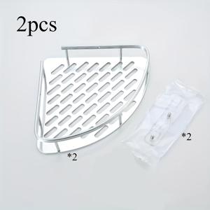 TEMU 2개 스테인리스 스틸 욕실 수납 랙 | 방수, 벽걸이형 코너 정리대 (샴푸 및 비누 보관용), 가정 및 차고 수납 및 정리, 선반에 적합|화장실선반