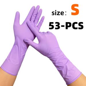 TEMU 53개 대용량 팩 긴 방수 니트릴 장갑 - 12인치 터치스크린 가정용 장갑, 미끄럼 방지 손가락 끝, 좌우손 맞춤형 (S/M), 라텍스 프리 & 무독성, 가정 청소, 설거지, DIY용 (S & 용)