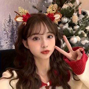 TEMU 여성을 위한 귀여운 크리스마스 사슴뿔 헤어 클립, 숲의 스타일 헤어밴드 및 휴일 시즌 장식용 헤어핀
