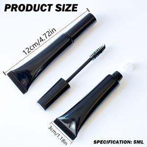 TEMU 리필용 블랙 패셔너블 오프 빈 튜브 1개, 마스카라 브러시 포함, 휴대용 여행용 리필에 적합, 오래 지속되는 속눈썹 연출, DIY 빈 마스카라 브러시 튜브