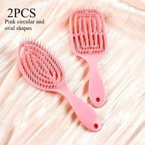 TEMU 2개입 탄력 마사지 빗 & 두피 마사저 - 젖은/마른 머리용 헤어 브러시 - 스타일링 후 엉킴 방지, 세안 전 & 빠른 드라이용 두피 마사저 빗 - 살롱 & 헤어 케어 도구 (플라스틱)