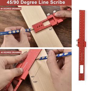 TEMU 3개 세트 및 1개 세트 알루미늄 T자 사각자 | 6/8/12인치 정밀 포켓 자 (블록 포함), 조절 가능한 자, 목공, 엔지니어에게 적합, 인치 및 미터 마킹
