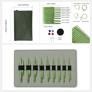 TEMU 9쌍 (18개 바늘용) 녹색 산화 알루미늄 모듈형 크로셰 훅 링 - 교체 가능한 헤드 & 슬리브 루프, 아미구루미, 제작 및 크로셰용 공예 바늘 - 훅 시스템과 호환 가능