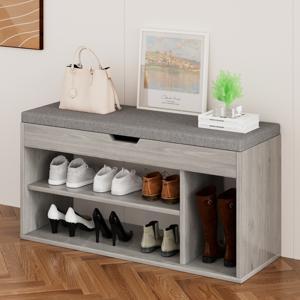 TEMU OYIKYI 1개 신발장 벤치 현관의자 좌식 다용도 신발 정리 수납장 현대적인 소프트우드 현관 벤치 - 신발 보관함이 있는 멀티펑셔널 복도 정리대, 쿠션 시트가 있는 신발/코트/가방용 좌석, 작은 공간을 위한 공간 절약 디자인, 슬림한 목재 마감, 질감 처리|거실장