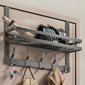 TEMU 1개 다기능 금속 간편 설치 도어 랙 | 도어 마운트, 파우더 코팅 철제 엔드, 침실, 욕실 & 주방 정리용 현대적인 스타일|다리미