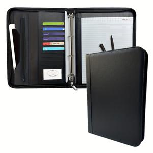 TEMU 정리함, 1.5인치 링 바인더 포함, 노트패드, 지퍼 포켓 스토리지 파우치, 여행 서류, 폴더, 카드, 여권, 티켓 수납 포켓 - 그레이, 책상 및 서랍 정리용 스토리지 파우치