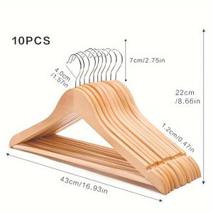 TEMU 10개입 고급 원목 옷걸이 - 셔츠, 코트, 옷장, 의류점 전용